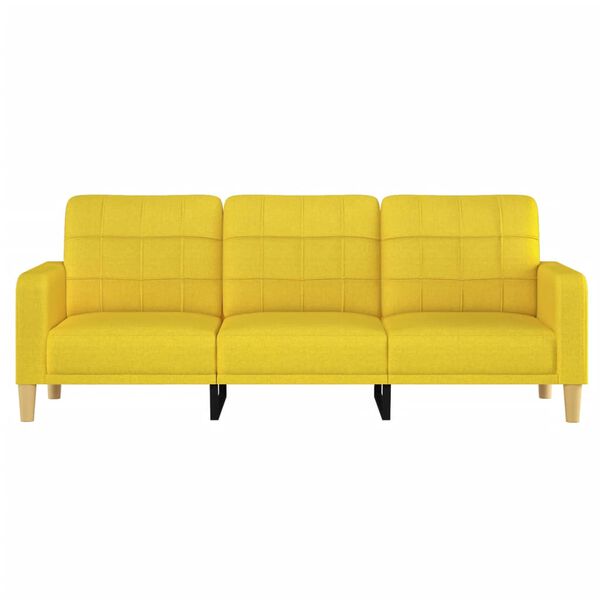 vidaXL Sofa 3-osobowa, jasnożółta, 180 cm, tapicerowana tkaniną