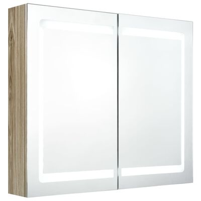 vidaXL Szafka łazienkowa z lustrem i LED, kolor dębu, 80x12x68 cm