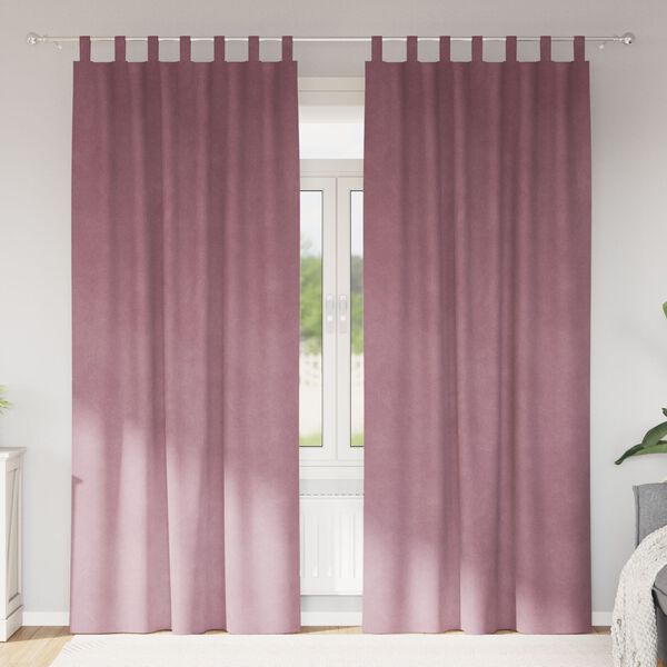 vidaXL Zasłony zaciemniające 2 pcs Ciemny R&oacute;ż 140 x 260 cm Aksamit