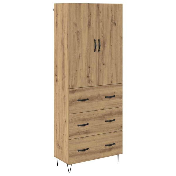 vidaXL Highboard 2 pcs Dąb rzemieślniczy Drewno inżynieryjne i szkło