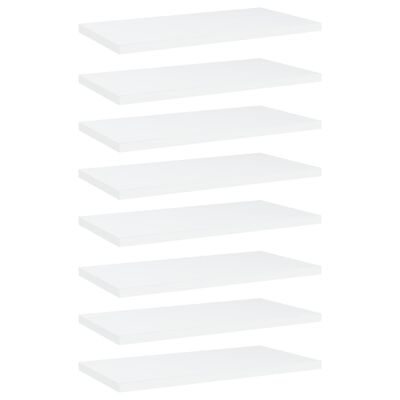 vidaXL Półki na książki, 8 szt., białe, 40x20x1,5 cm, płyta wiórowa