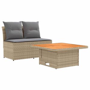 vidaXL 2 Sztuka Środkowa sofa ogrodowa z podnoszonym stolikiem