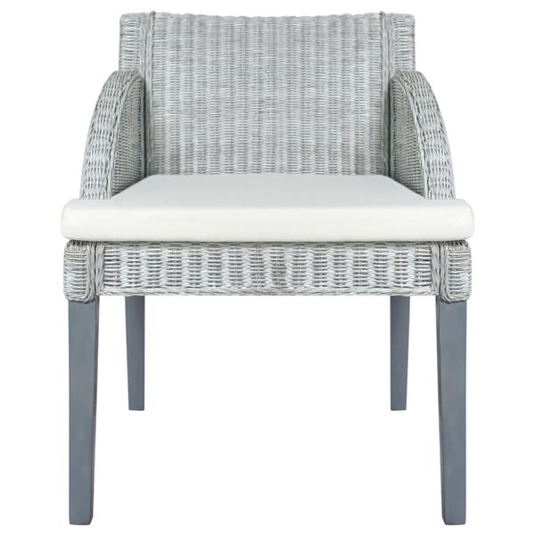 vidaXL Krzesło stołowe z poduszką, szary naturalny rattan