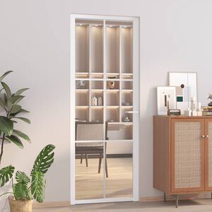 vidaXL Drzwi wewnętrzne, 76x201,5 cm, białe, szkło ESG i aluminium