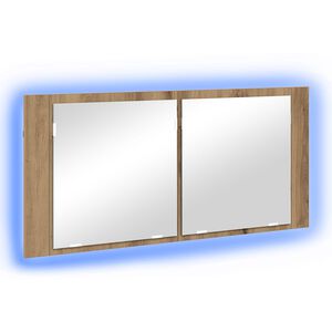 vidaXL Lustro LED w szafce Dąb rzemieślniczy 100 x 12 x 45 cm