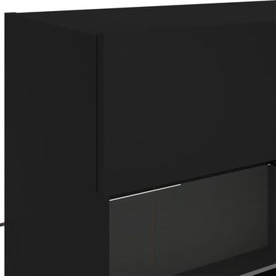 vidaXL Ścienna szafka TV z LED, czarna, 98,5x30x60,5 cm