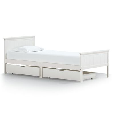 vidaXL Rama łóżka z 2 szufladami, biała, drewno sosnowe, 100x200 cm