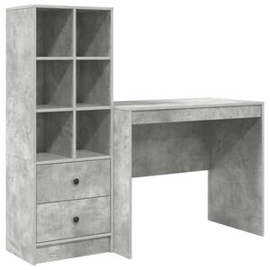 vidaXL Biurko z szufladą z p&oacute;łką 2 pcs Betonowy szary
