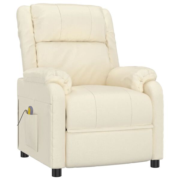 vidaXL Fotel masujący, kremowy, obity sztuczną skórą