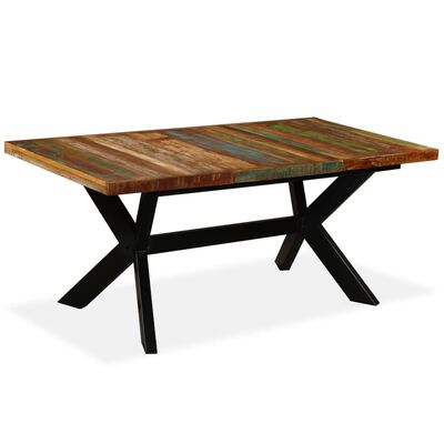 vidaXL Stół jadalniany, drewno odzyskane, stalowe nogi krzyżowe, 180cm