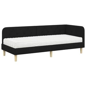 vidaXL Rama ł&oacute;żka narożnego Czarny 80 x 200 cm tkanina
