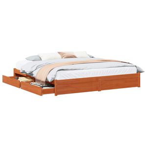 vidaXL Ramka ł&oacute;żka Woskowy Brąz 200 x 200 cm Lite drewno sosnowe