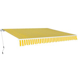 vidaXL Markiza zwijana ręcznie, 400 cm, ż&oacute;łto-biała