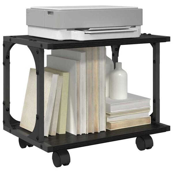 vidaXL Stojak na drukarkę Czarny Dąb 41 x 28 x 33.5 cm