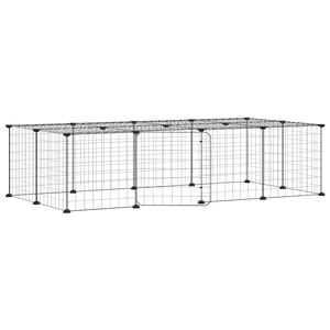 vidaXL Klatka dla zwierząt z bramką, 20 paneli, czarna, 140x70x35 cm, stal