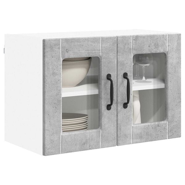 vidaXL Szafka kuchenna z p&oacute;łką 2 pcs Betonowy szary 60 x 31 x 40 cm