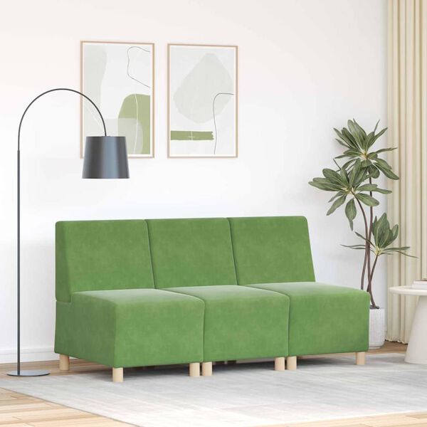 vidaXL Modułowa sofa bez podłokietnik&oacute;w 3 pcs Jasnozielony