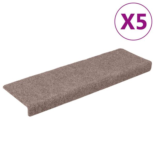 vidaXL Maty na schody samoprzylepne 5 szt. 65x21x4 cm jasnobrązowe, prostokątne krawędzie