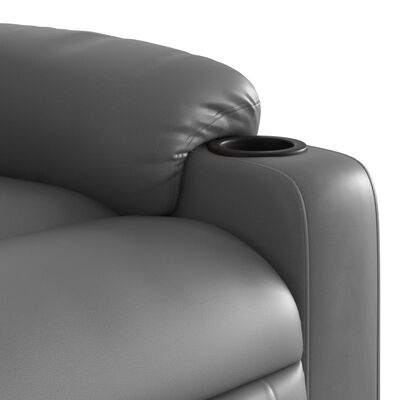 vidaXL Podnoszony fotel masujący, rozkładany, szary, ekoskóra