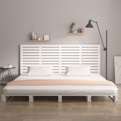 vidaXL Wezgłowie łóżka, białe, 206x3x91,5 cm, lite drewno sosnowe