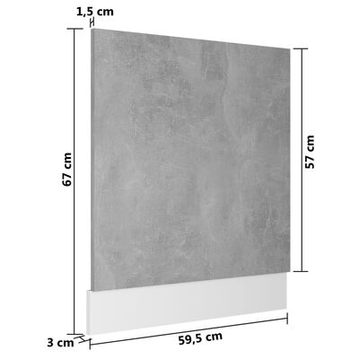 vidaXL Panel do zabudowy zmywarki, szarość betonu, 59,5x3x67 cm, płyta