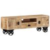 vidaXL Szafka pod TV na k&oacute;łkach, 110x30x37 cm, surowe drewno mango