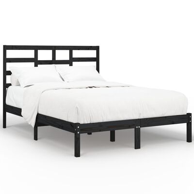 vidaXL Rama łóżka, czarna, lite drewno, 160 x 200 cm