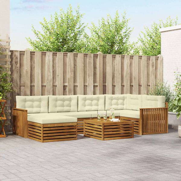 vidaXL Zestaw sof na zewnątrz z poduszką 7 pcs Naturalny i Kremowy