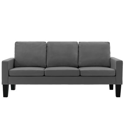 vidaXL 3-osobowa sofa, szara, sztuczna skóra