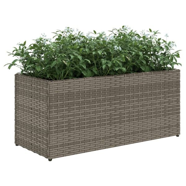 vidaXL Donica ogrodowa z 2 wkładami, szara, 72x30x32 cm, rattan PE