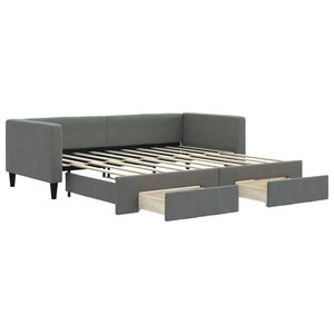 vidaXL Sofa rozsuwana z szufladami, ciemnoszara, 100x190 cm, tkanina