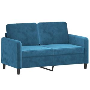 vidaXL Sofa 2-osobowa, niebieski, 120 cm, tapicerowana aksamitem