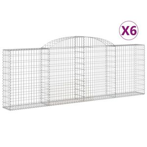 vidaXL Kosze gabionowe, 6 szt, 300x30x100/120 cm, galwanizowane żelazo