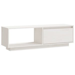 vidaXL Szafka pod telewizor, biała 110x30x33,5 cm, lite drewno sosnowe