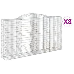 vidaXL Kosze gabionowe, 8 szt, 300x50x160/180 cm, galwanizowane żelazo