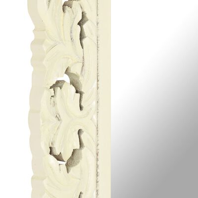 vidaXL Lustro w ręcznie rzeźbionej, białej ramie, 110x50 cm, mango