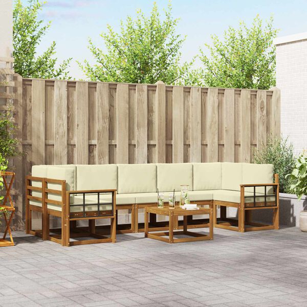 vidaXL Zestaw sof na zewnątrz z poduszką 8 pcs Naturalny i Kremowy