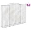 vidaXL Kosze gabionowe, 3 szt, 300x50x220/240 cm, galwanizowane żelazo