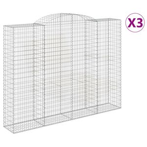 vidaXL Kosze gabionowe, 3 szt, 300x50x220/240 cm, galwanizowane żelazo
