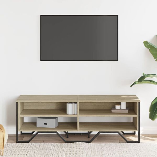 vidaXL Szafka pod TV, dąb sonoma, 122x34x41 cm materiał drewnopochodny