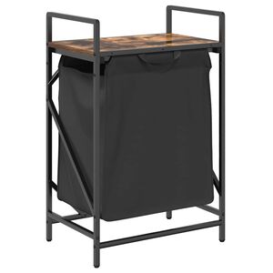 vidaXL Kosz na pranie 1 komora z półką, przydymiony dąb