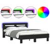 vidaXL Rama ł&oacute;żka z wezgłowiem i LED, czarna, 120x190 cm