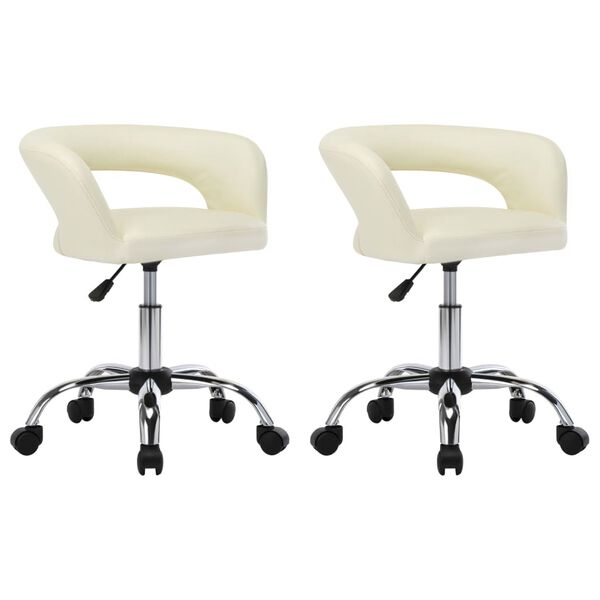 vidaXL Krzesła jadalniane, 2 szt., kremowe, sztuczna sk&oacute;ra