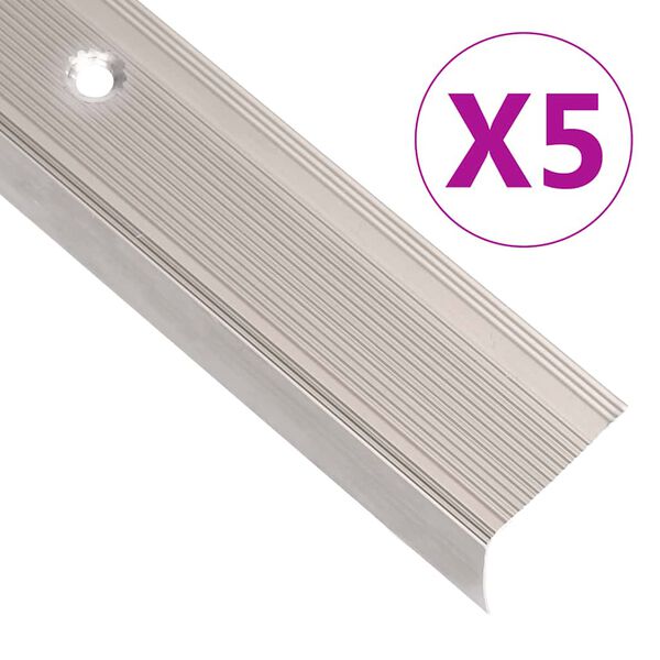 vidaXL Listwy schodowe w kształcie litery L 5 szt. Aluminium 90 cm