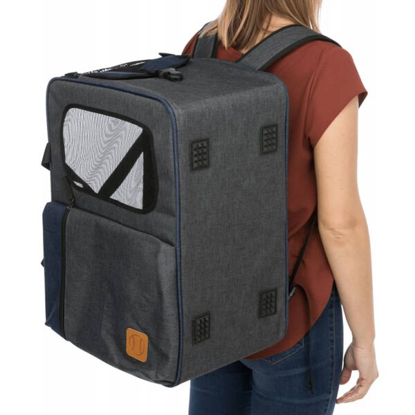 TRIXIE Plecak i transporter dla zwierząt Tara, 2-w-1, szaro-niebieski