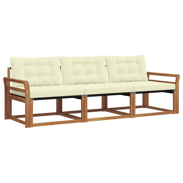 vidaXL Zestaw sof na zewnątrz z poduszką 3 pcs Naturalny i Kremowy