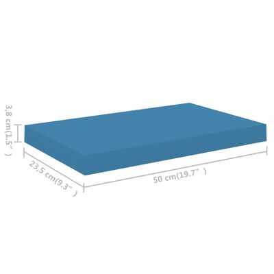 vidaXL Półki ścienne, 4 szt., niebieskie, 50x23x3,8 cm, MDF
