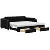 vidaXL Sofa rozsuwana z szufladami, czarna, 90x200 cm, tkanina
