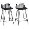 vidaXL Stołek barowy 2 szt. Czarny 44 x 45 x 76 cm Rattan i Stal