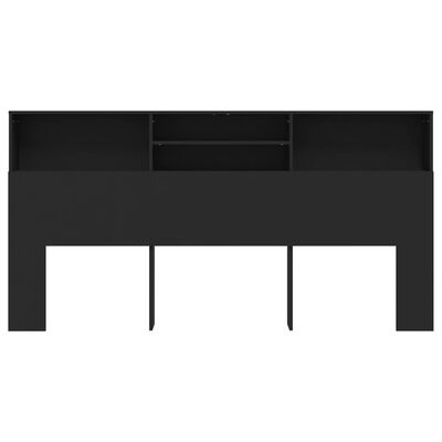 vidaXL Wezgłowie łóżka z półkami, czarne, 200x19x103,5 cm